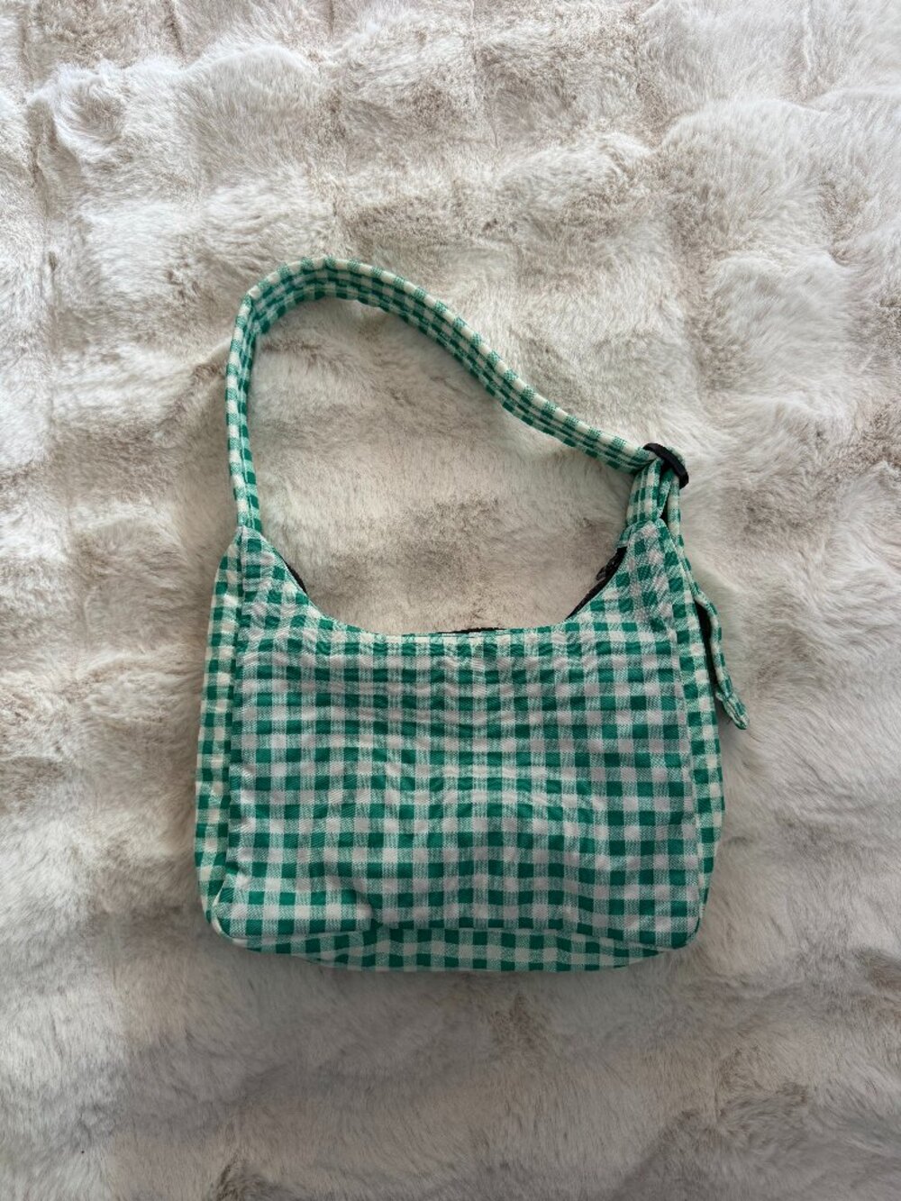 Baggu Green Gingham Mini Nylon Shoulder Bag - Picture 2 of 5